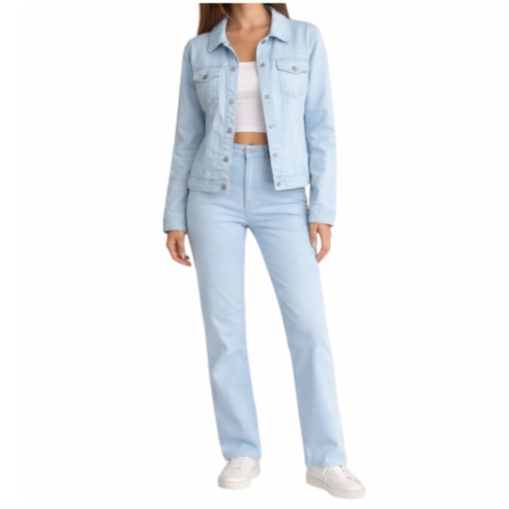 NWT Conrad C Collection Proportion Petite Light Blue Jean Jacket Size 16P